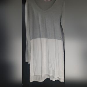 La Vie En Rose Size Small Summer Gray and White Button-Up Shirt Style Nightgown.